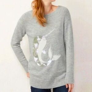 LC Lauren Conrad Gray Narwhal Sweater Size M